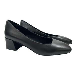 Vaneli Black Nappa Leather Square Toe Pumps 2" Block Heels Size US 6M NWOB